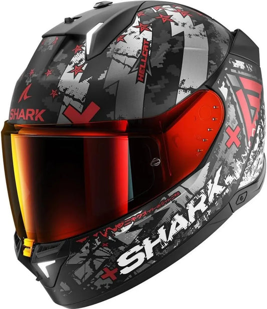 Casque Intégral Moto SHARK SKWAL i3 Hellcat Noir et Rouge, Taille S