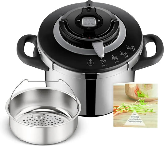Autocuiseur SEB Clipso+ CHEF 6L, Pour 4 à 6 personnes, Compatible induction, 4 programmes, Cuisson rapide, Facile à ouvrir