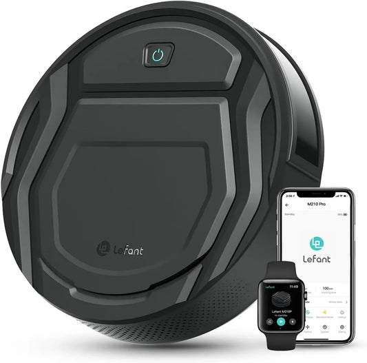 Aspirateur Robot Connecté Lefant M210P, Silencieux et Mince, Compatibilité WiFi/Bluetooth/Alexa, 6 Modes, Auto-Charge, Autonomie 120 min, Spécial Sols Durs et Poils d'Animaux
