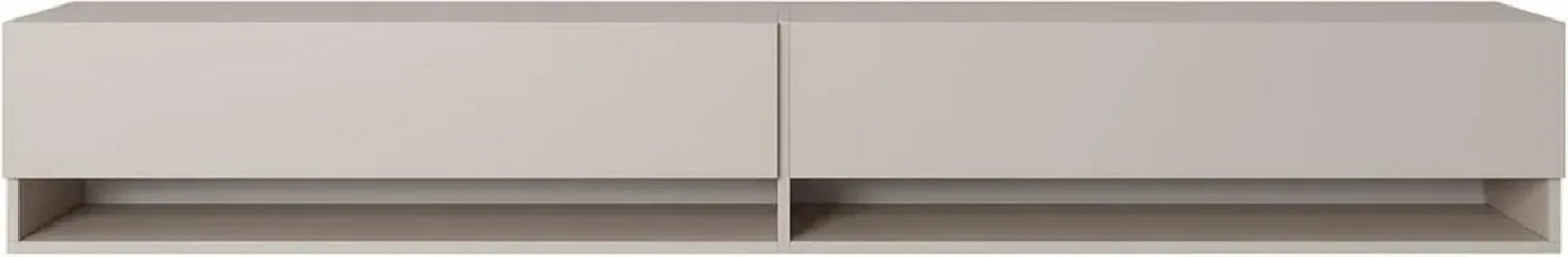 Ensemble Meuble TV Suspendu avec Portes et Étagères, 200 cm Beige Gris pour Salon