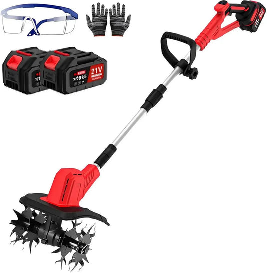 Motobineuse Électrique Sans Fil, Tige Télescopique Réglable, Largeur de Travail 20 cm, Profondeur 15 cm, Outil de Jardinage pour Prairie et Cour