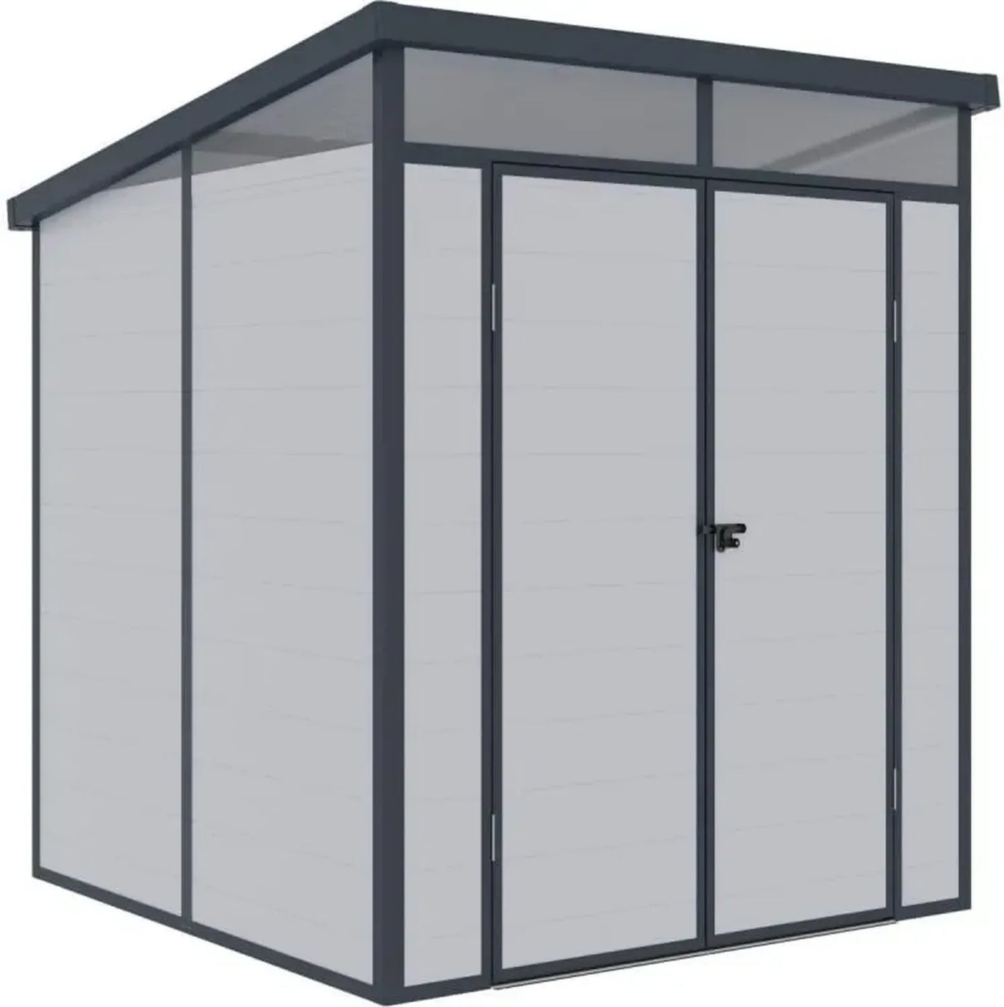Abri de Jardin en Résine 3,24m² Gris Clair avec Toit Plat et Portes Doubles