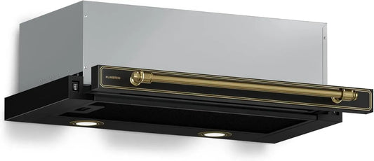 Klarstein Victoria Hotte Aspirante Rétro 60cm, Efficacité A++, 358 m³/h, LED, Charbon Actif, Design Extensible, Silencieuse, Noir