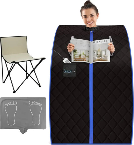 Sauna Personnel Portable Infrarouge avec Chaise et Coussin Chauffant, Spa Compact à Domicile, 97x81 cm – Noir