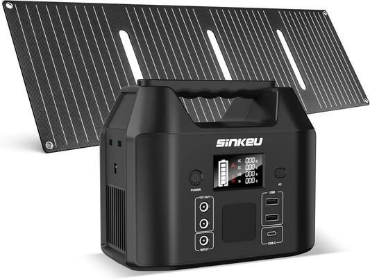 Générateur Solaire Portable 96Wh, Batterie LiFePO4 30000mAh avec Panneau 40W, Prise 230V, pour Camping et Jardin