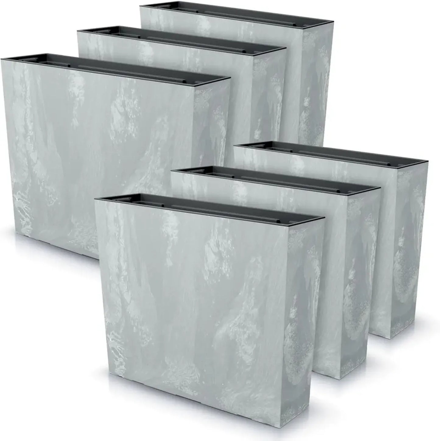 Jardinière Rectangulaire Effet Béton pour Intérieur et Extérieur - 58x18x49,8 cm, 44 L