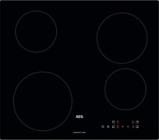 Plaque induction AEG 3000, 4 zones, 60cm, tactile, booster, sécurité enfant, noir
