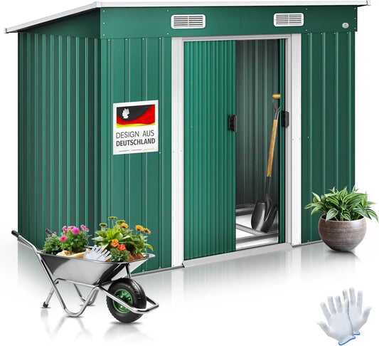 Abri en Métal pour Outils avec Fondations 3,4 m³ - Portes Coulissantes